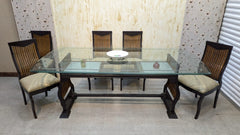 SOLID SHEESHAM WOOD 6-SEATER DINING TABLE + 1 EXTRA CHAIR