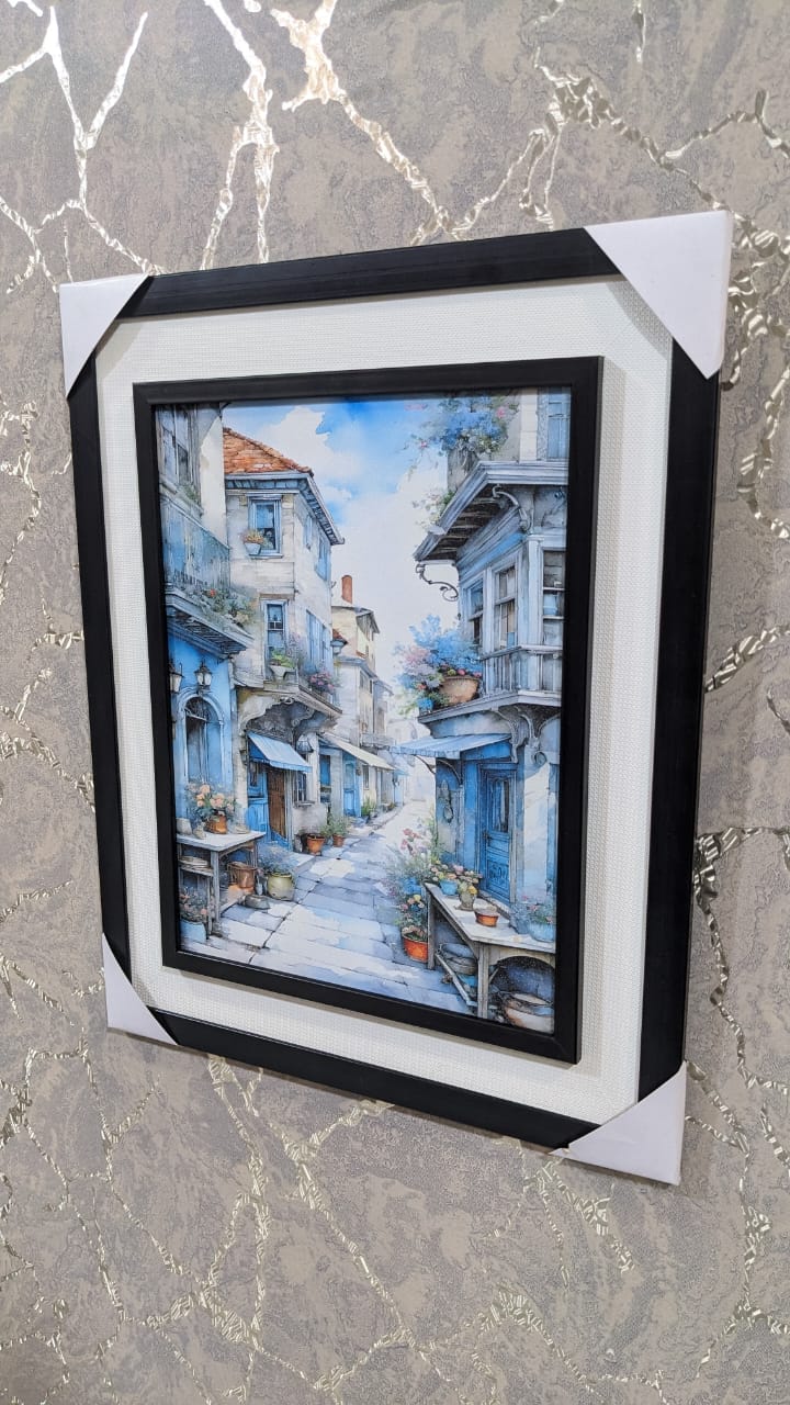 Wall Mounted Frame “Blue European Street”