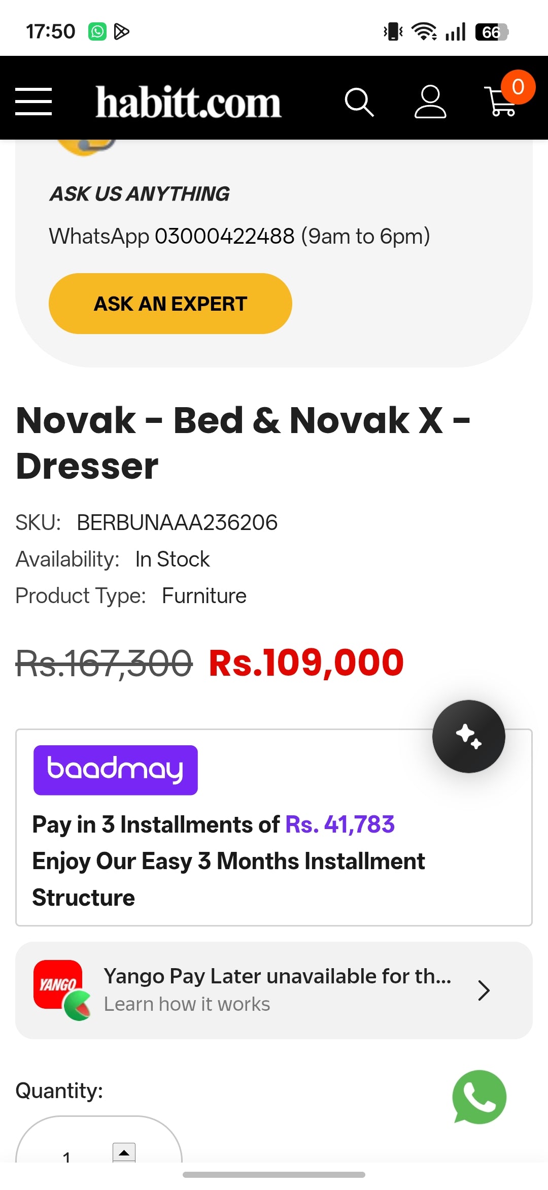 Habitt Novak King Size Bed Set