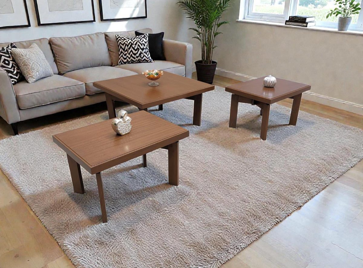 Burma Teak Wood and Teak Ply Center and Side Tables Set