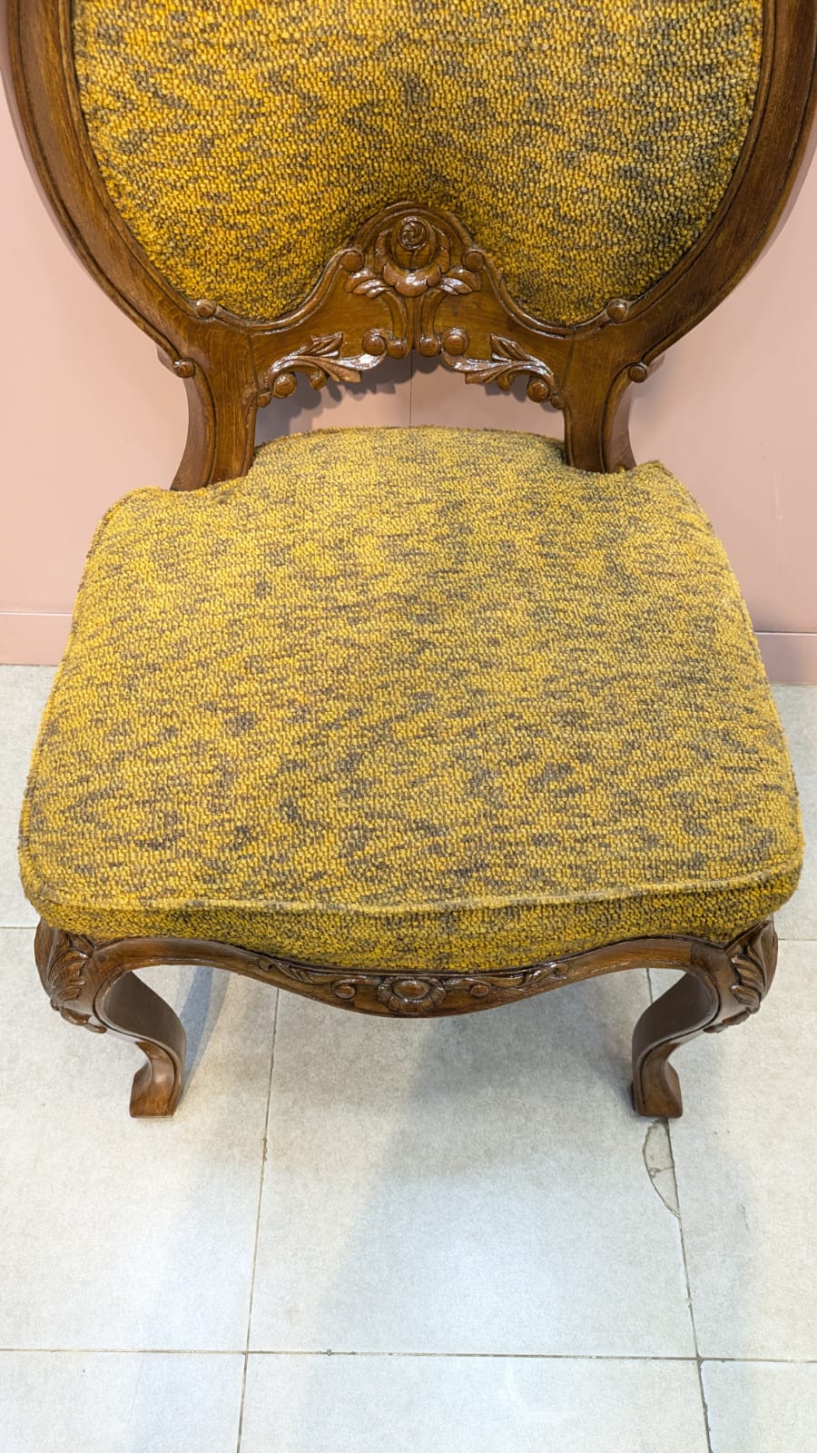 Solid Burma teak wood chair with stool