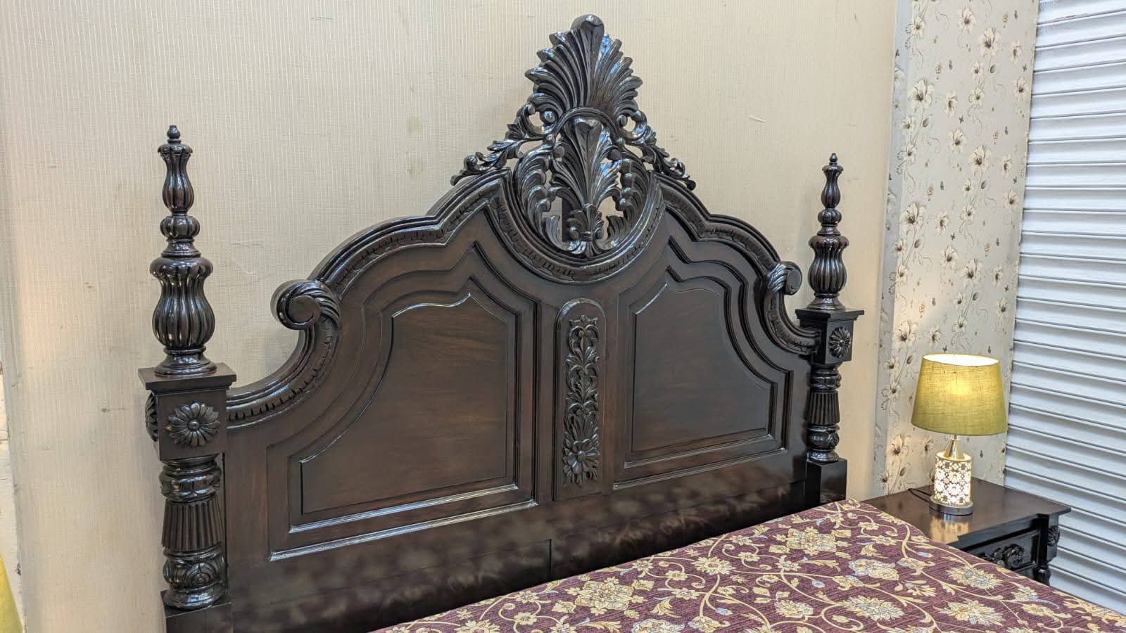 Solid Sheesham Wood King Size Bed Set