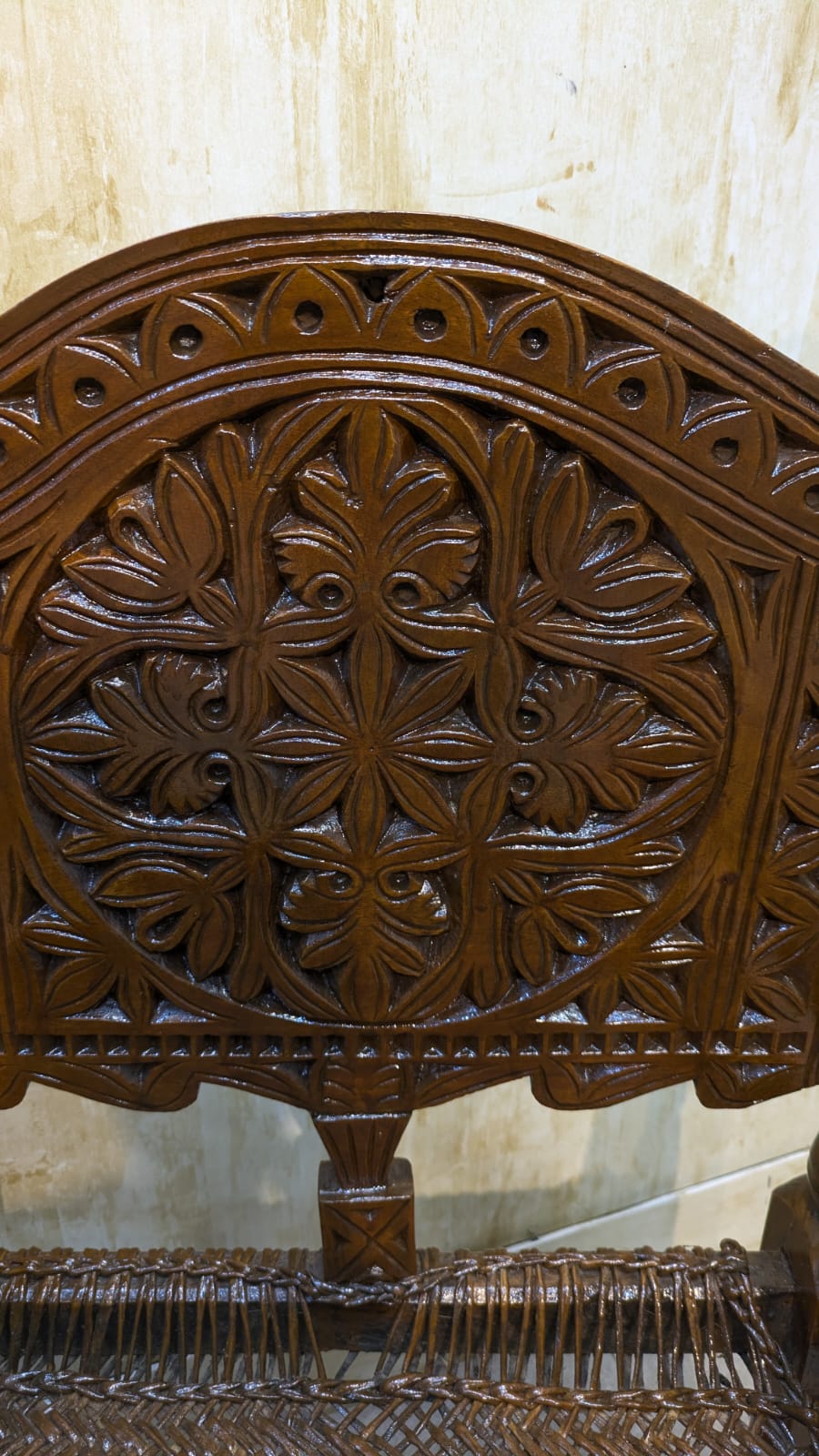 Antique Solid Burma Teak Wood Pair of Peerah Chair