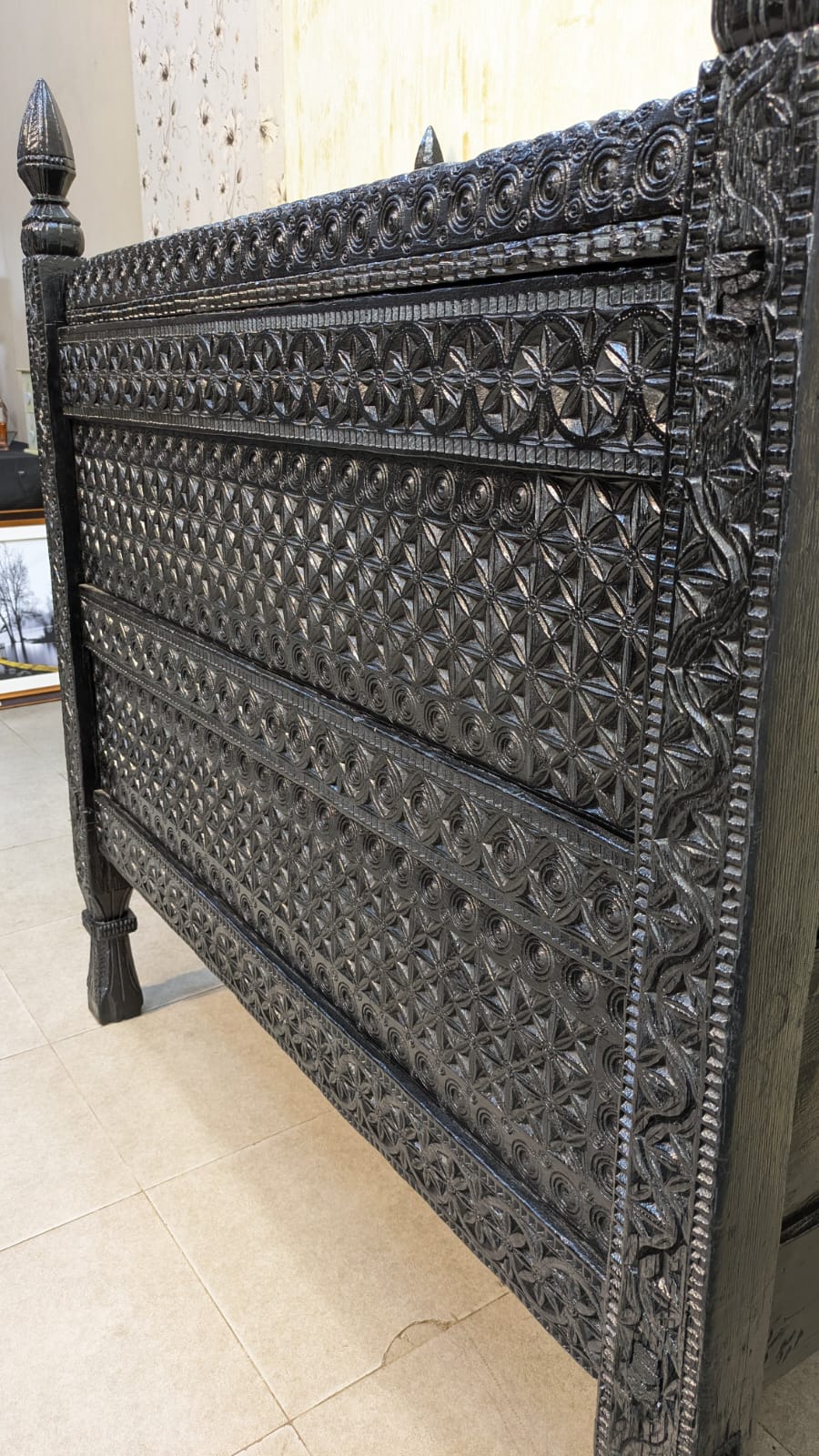 Antique Afghan Hand Carved Large Chest