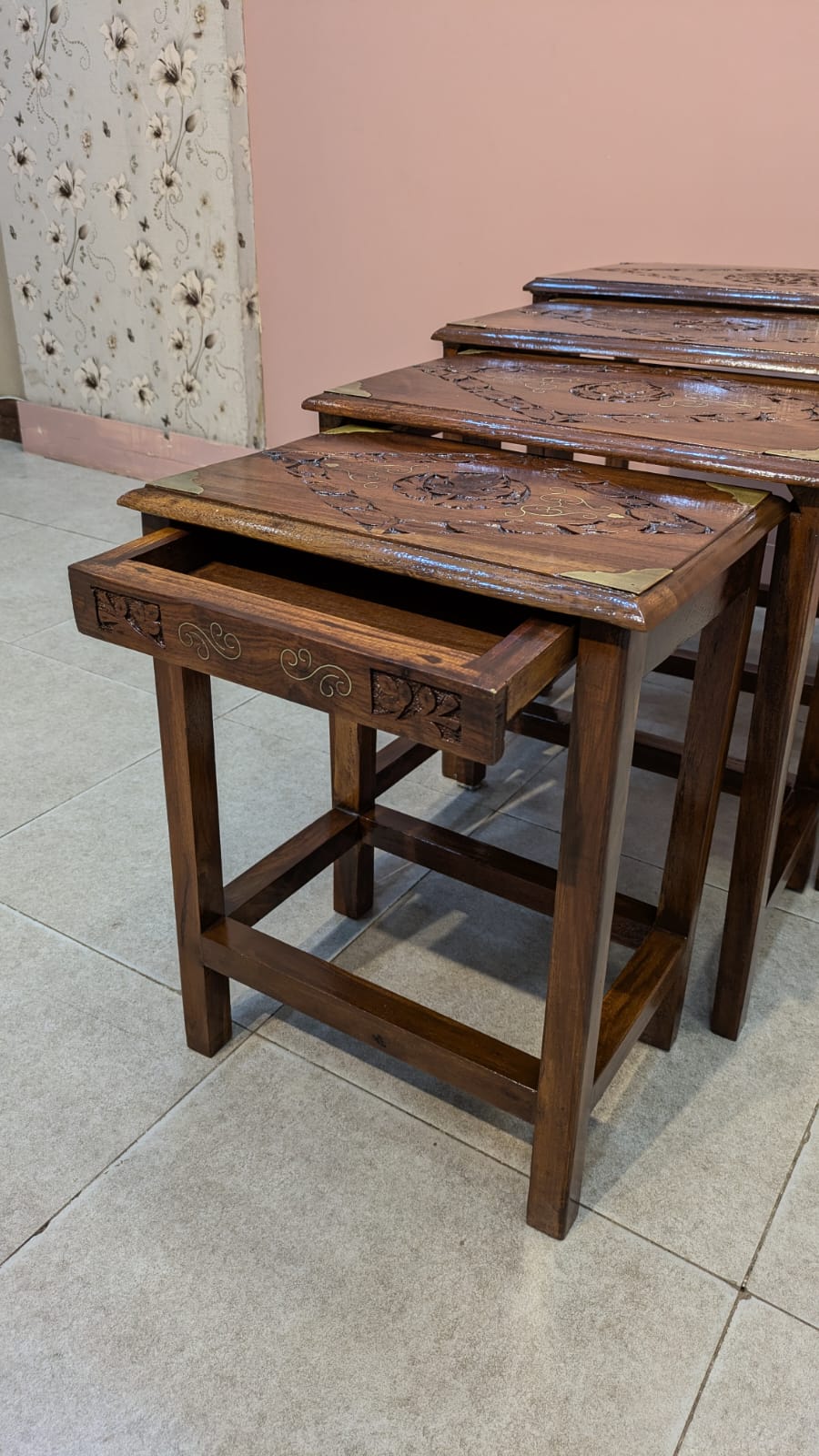 Solid Sheesham Wood Nesting Table