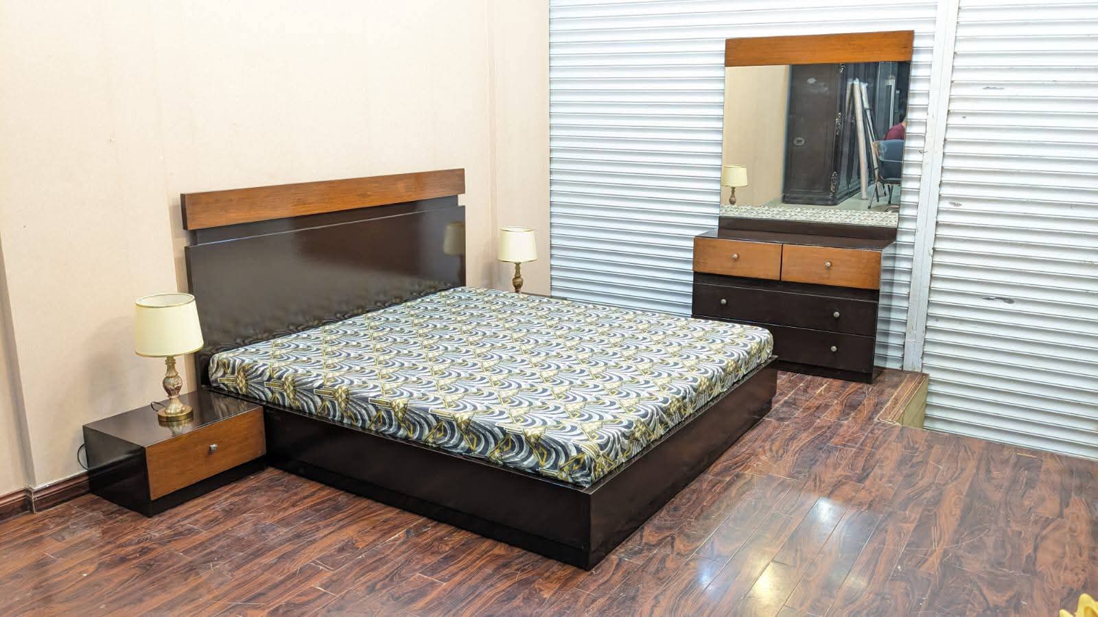 King Size Bed with 2 Side Tables and Dressing Table