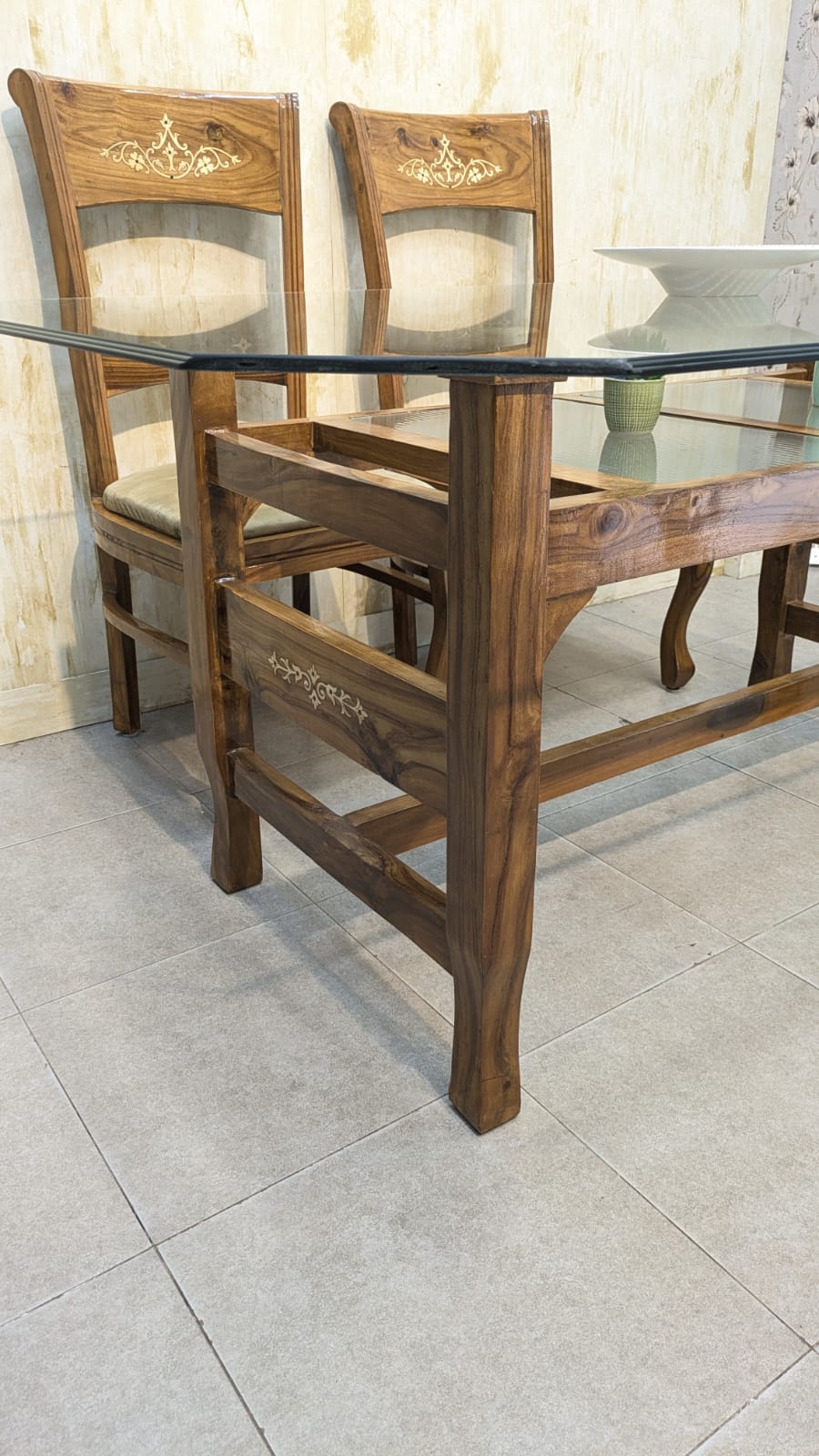 Solid Sheesham Wood 6 Seater Dining Table
