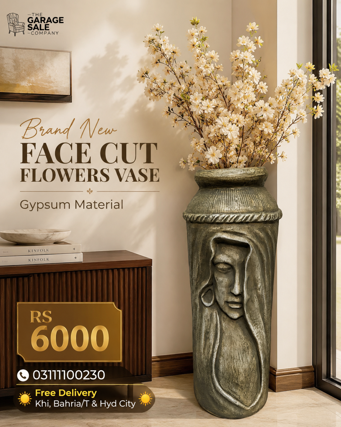 Brand New Cut Face Flowers Vase