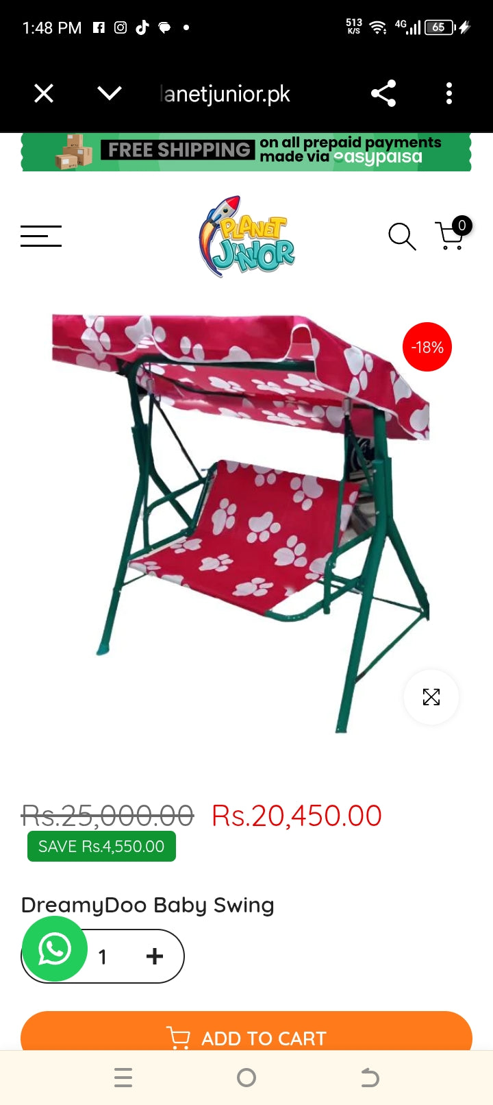 Kids Swing with Canopy