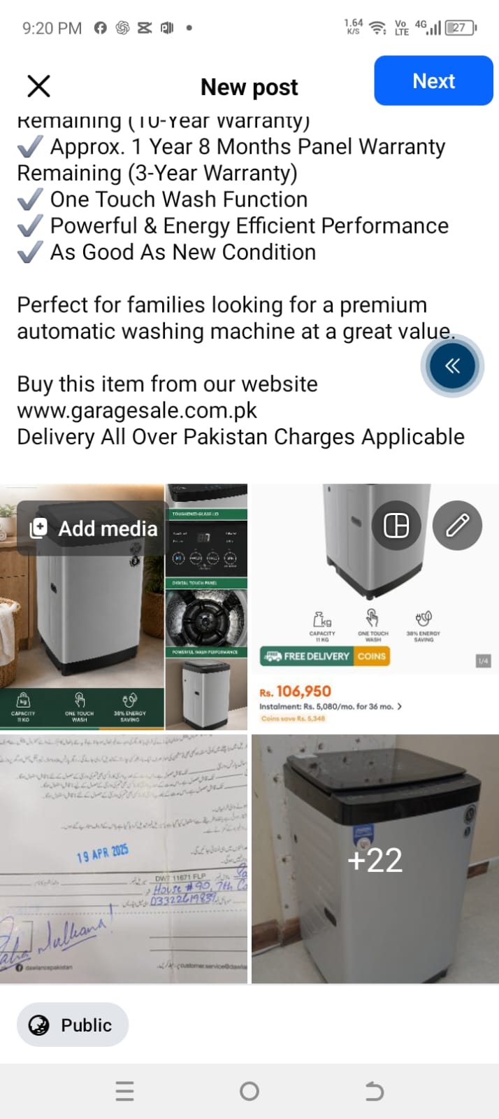 Dawlance Fully Automatic Washing Machine