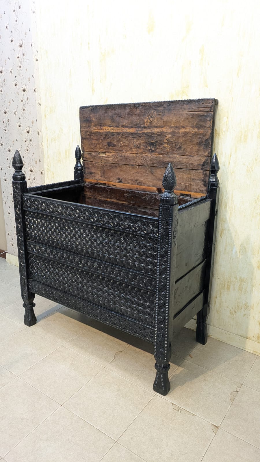 Antique Afghan Hand Carved Large Chest