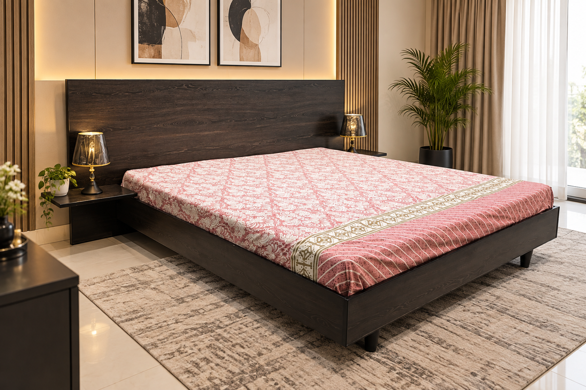 Habitt king Size Bed With Attached Side Table