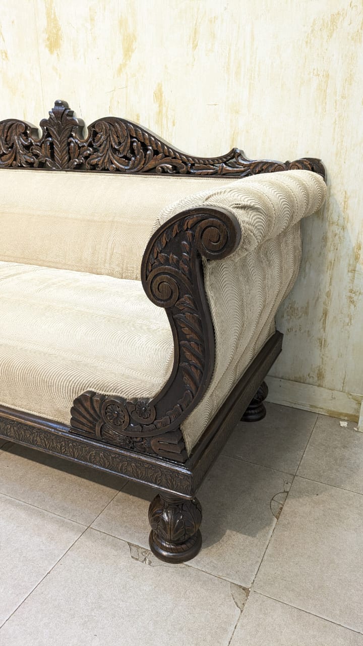 SOLID SHEESHAM WOOD 3-SEATER SOFA