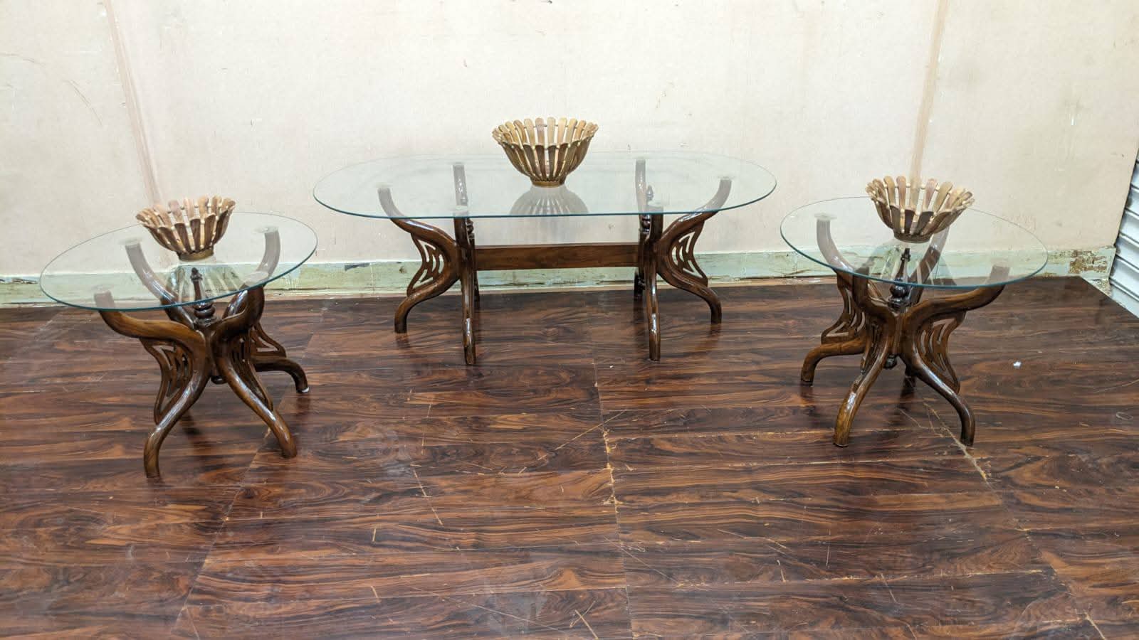Pure Sheesham Wood Center & Side Tables Set