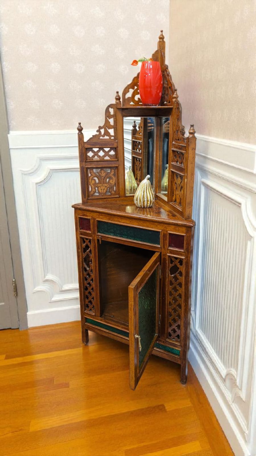 Antique Pure Burma Teak Wood Display Corner