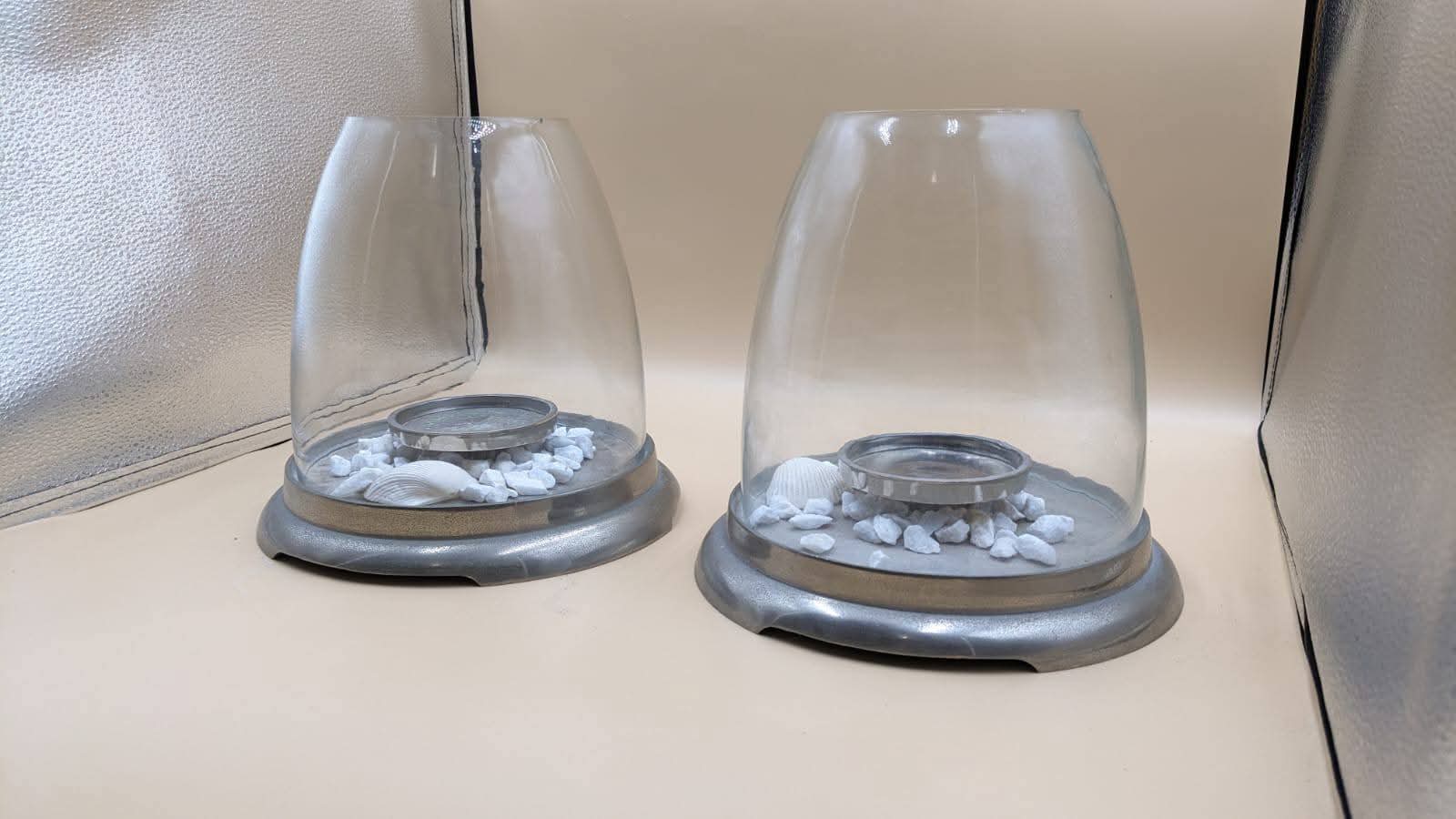 Pair Of Glass Candle Holders