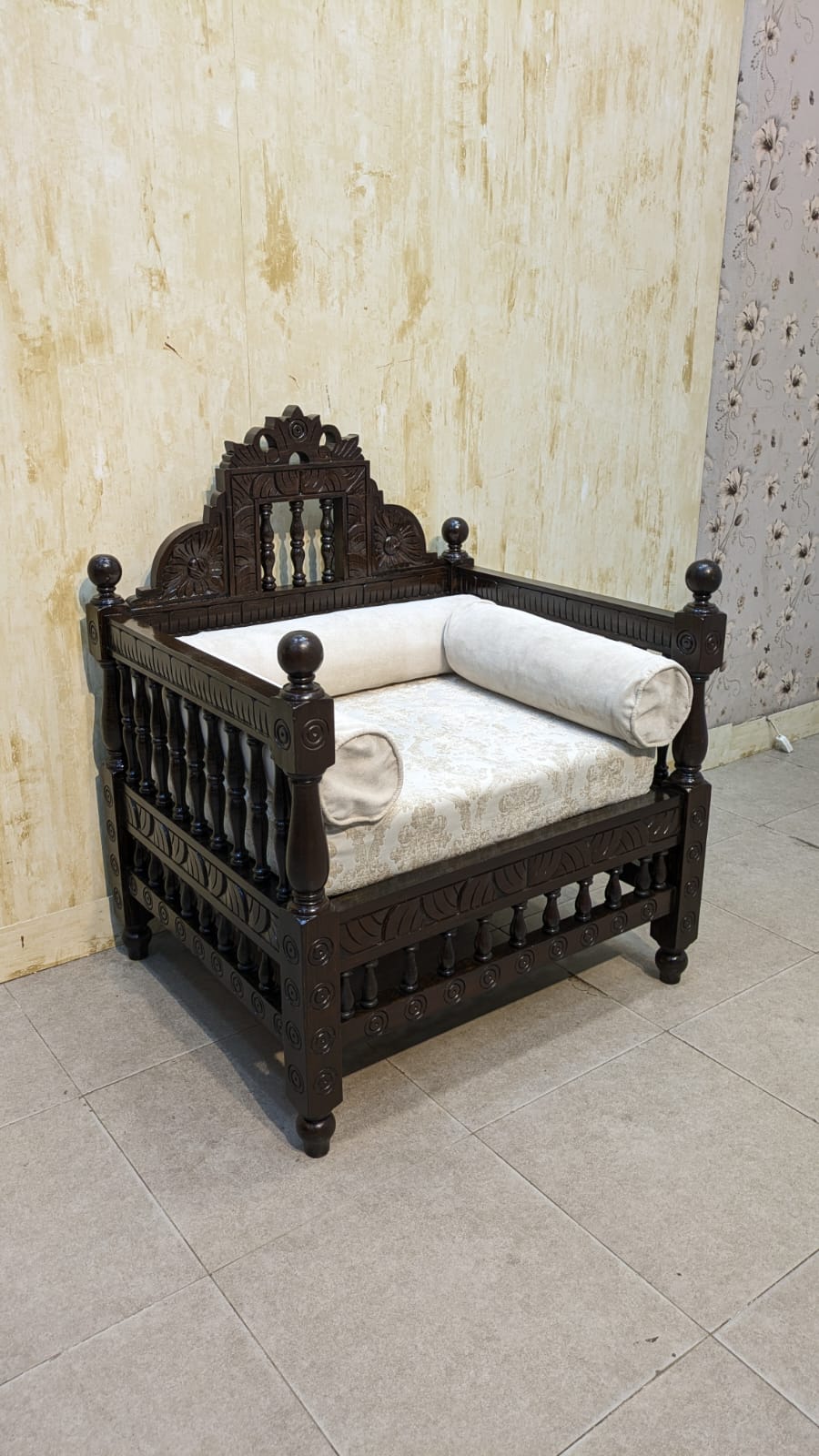 Vintage Sheesham Solid Wood 4 Seater Sofa Set