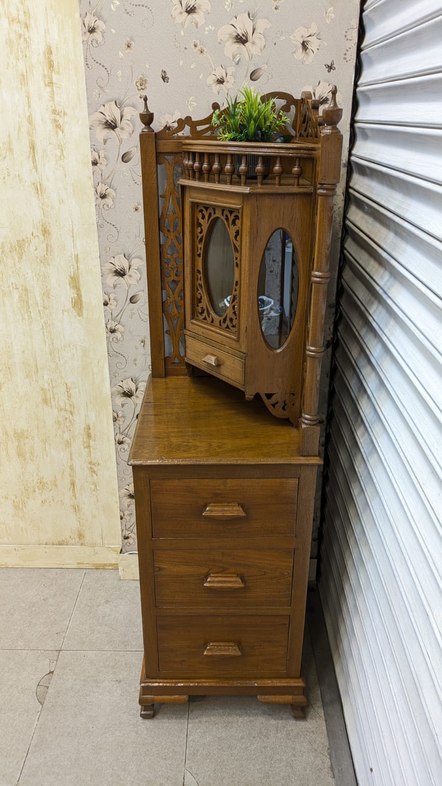 Antique Solid Burma Teak Wood Corner