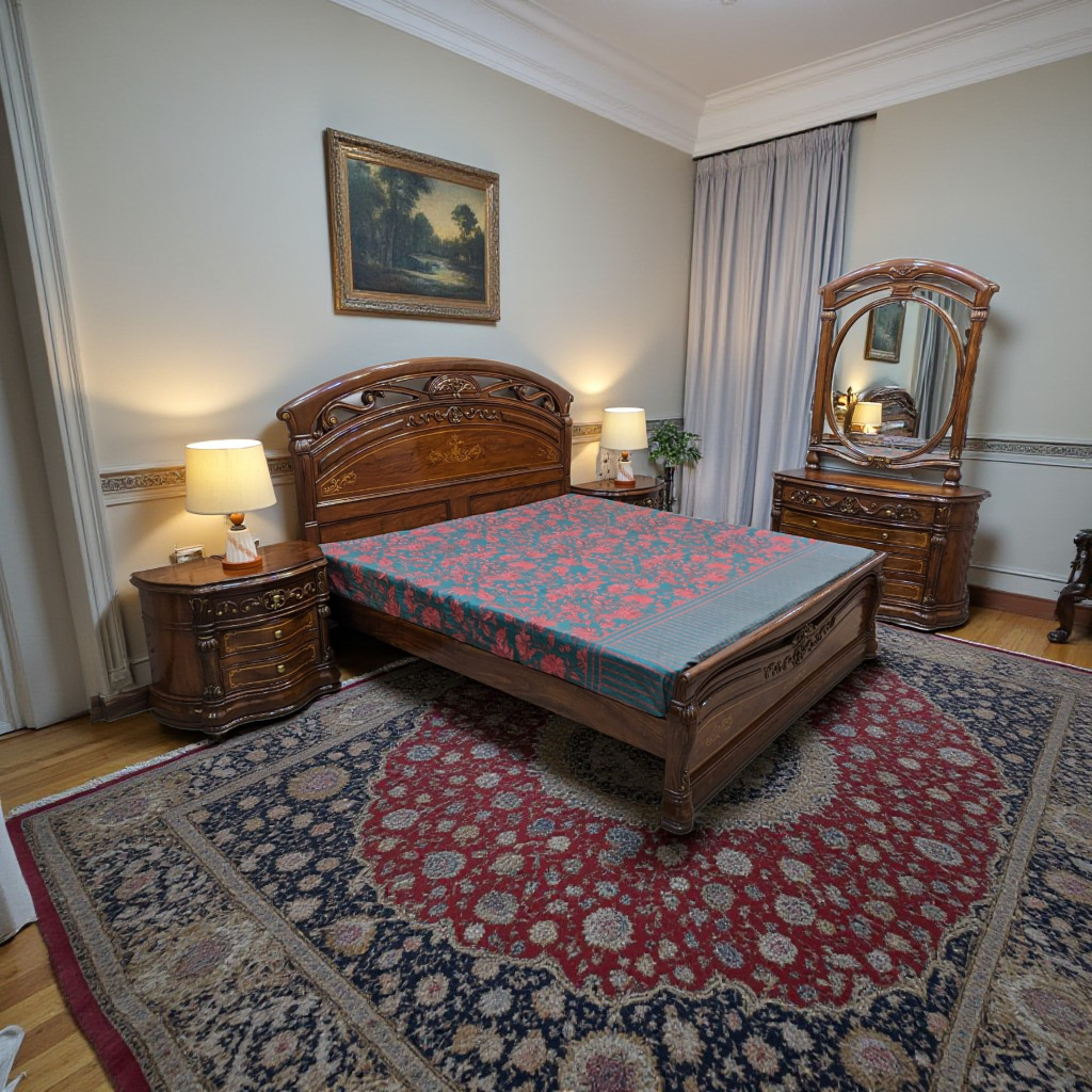 Solid Sheesham Wood King Size Bed Set