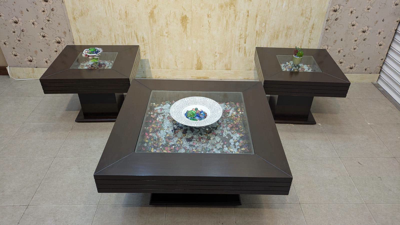 Center Table with 2 Side Tables Set