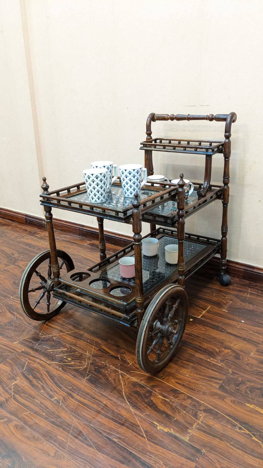 Solid Sheesham Wood Tea Trolley