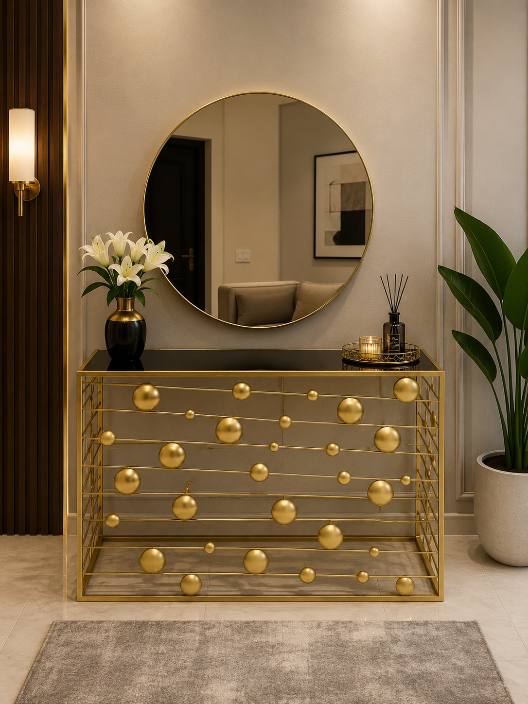 Console with Brand New Wall Mounted Mirror