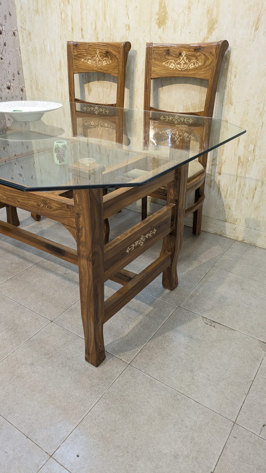 Solid Sheesham Wood 6 Seater Dining Table