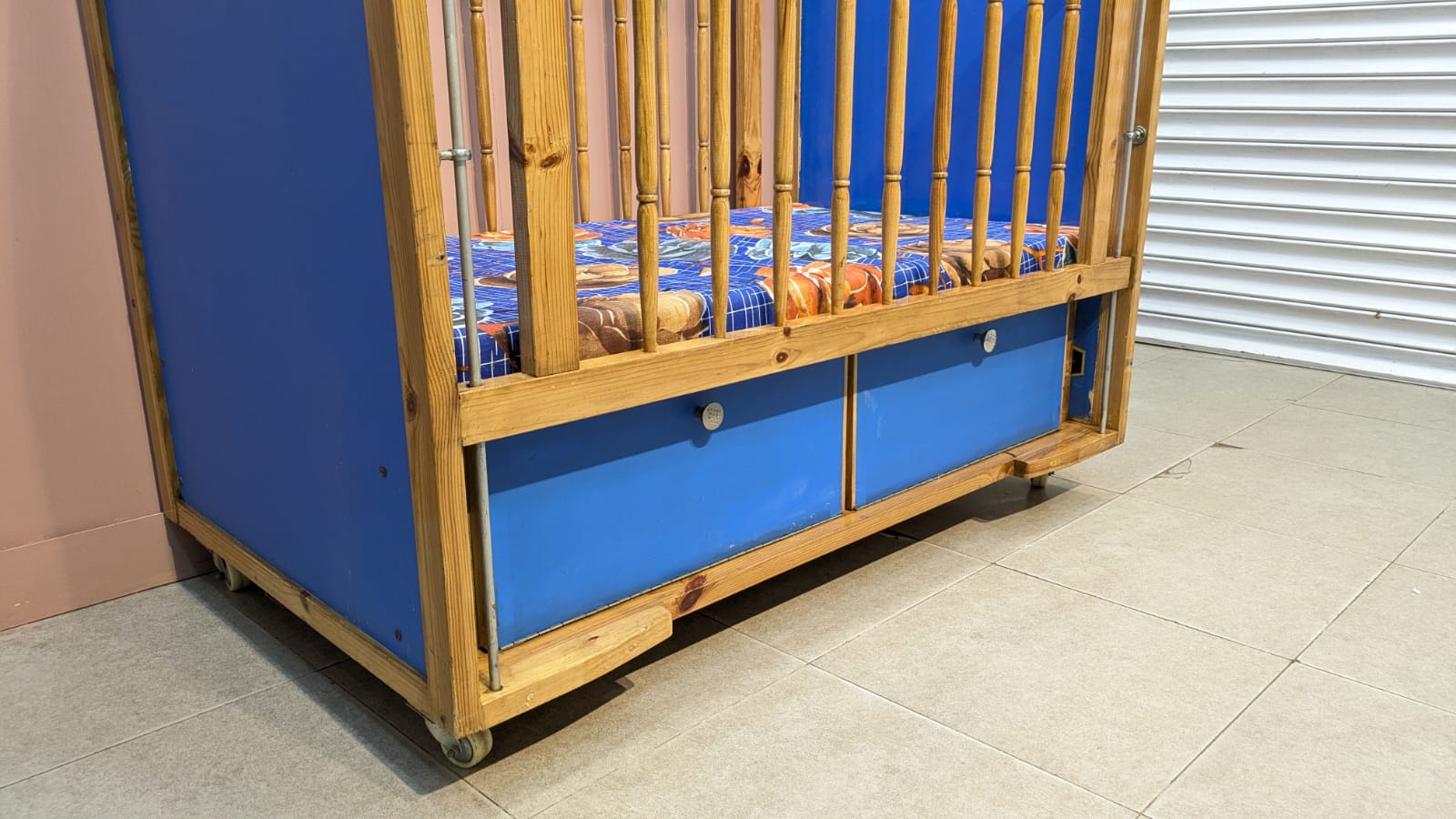 Wooden Baby Cot With Mattress