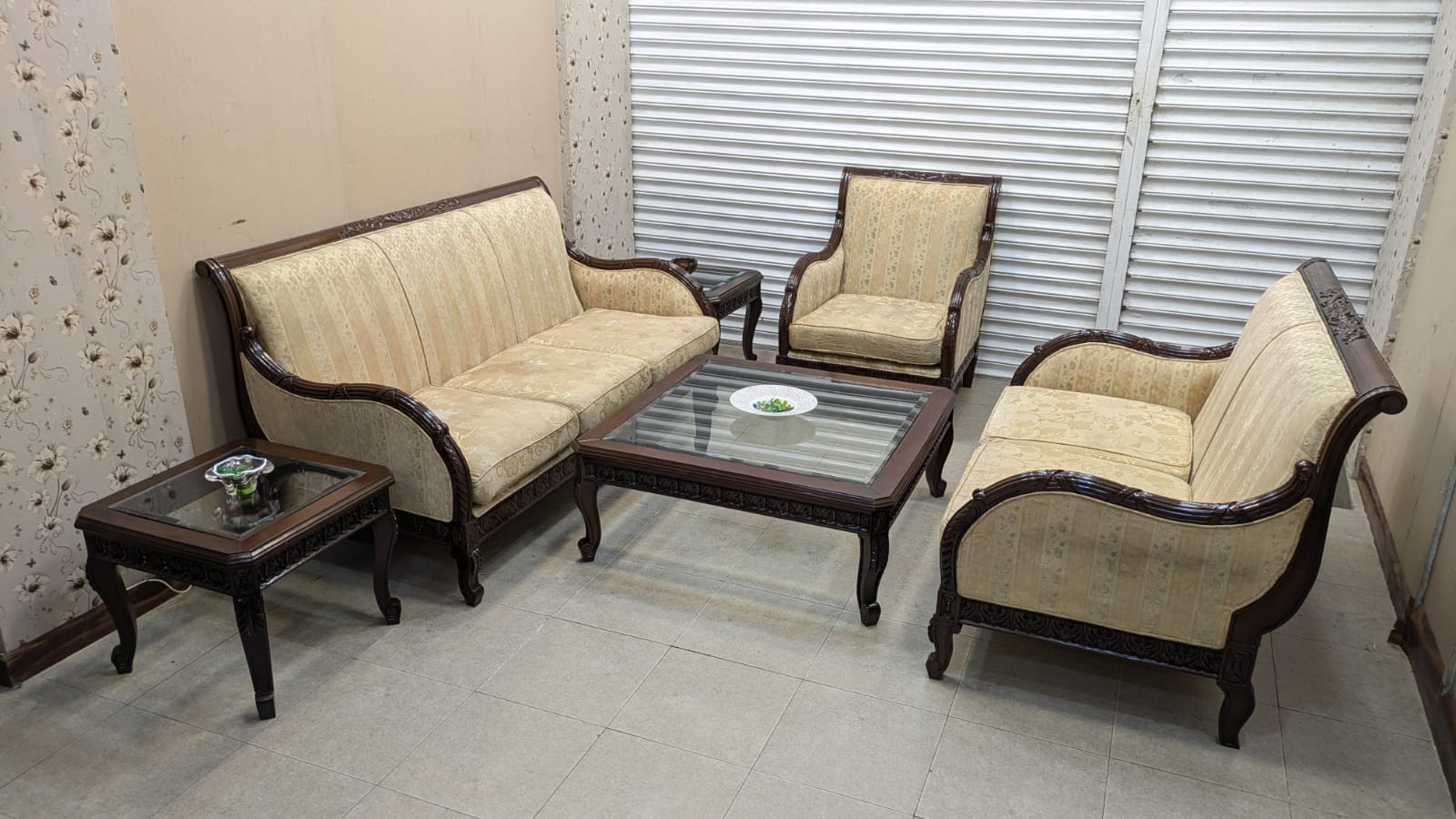 6 Seater Sofa Set with Center Table and 2 Side Tables Set