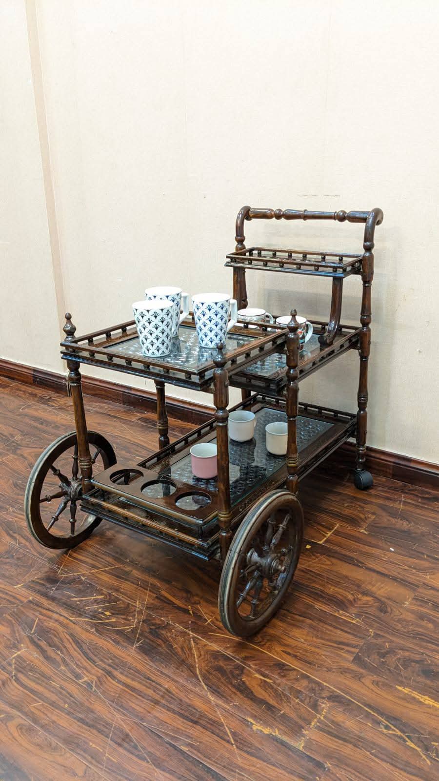 Solid Sheesham Wood Tea Trolley