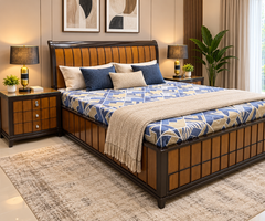 ELEGANT KING SIZE BED WITH 2 SIDE TABLES – STYLE MEETS SMART STORAGE!