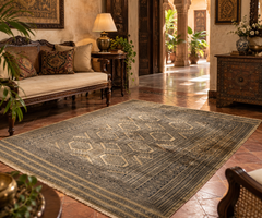 Vintage Hand-Knotted Bokhara Tribal Wool Carpet.