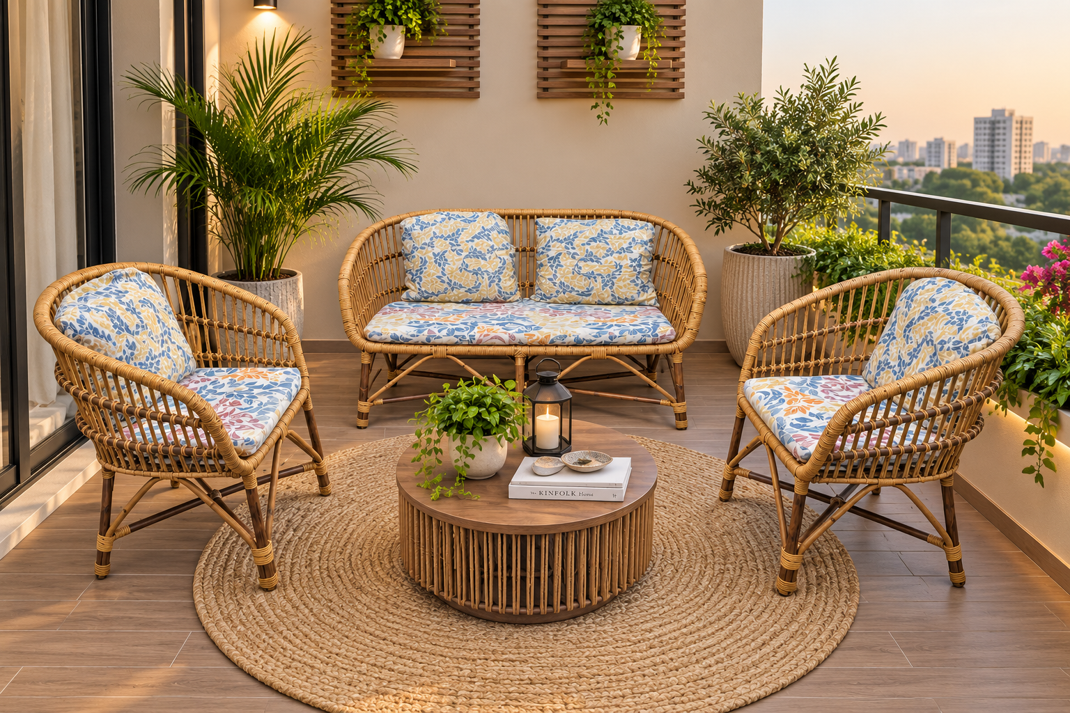 Cane Rattan 4 Seater Sofa Set