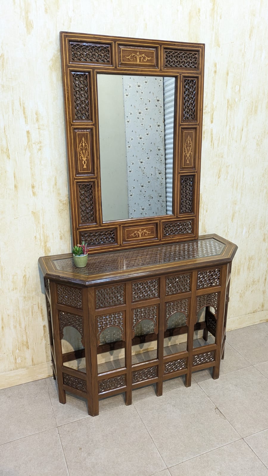 Console with Wall Mounted Mirror