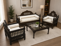 Vintage Sheesham Solid Wood 4 Seater Sofa Set