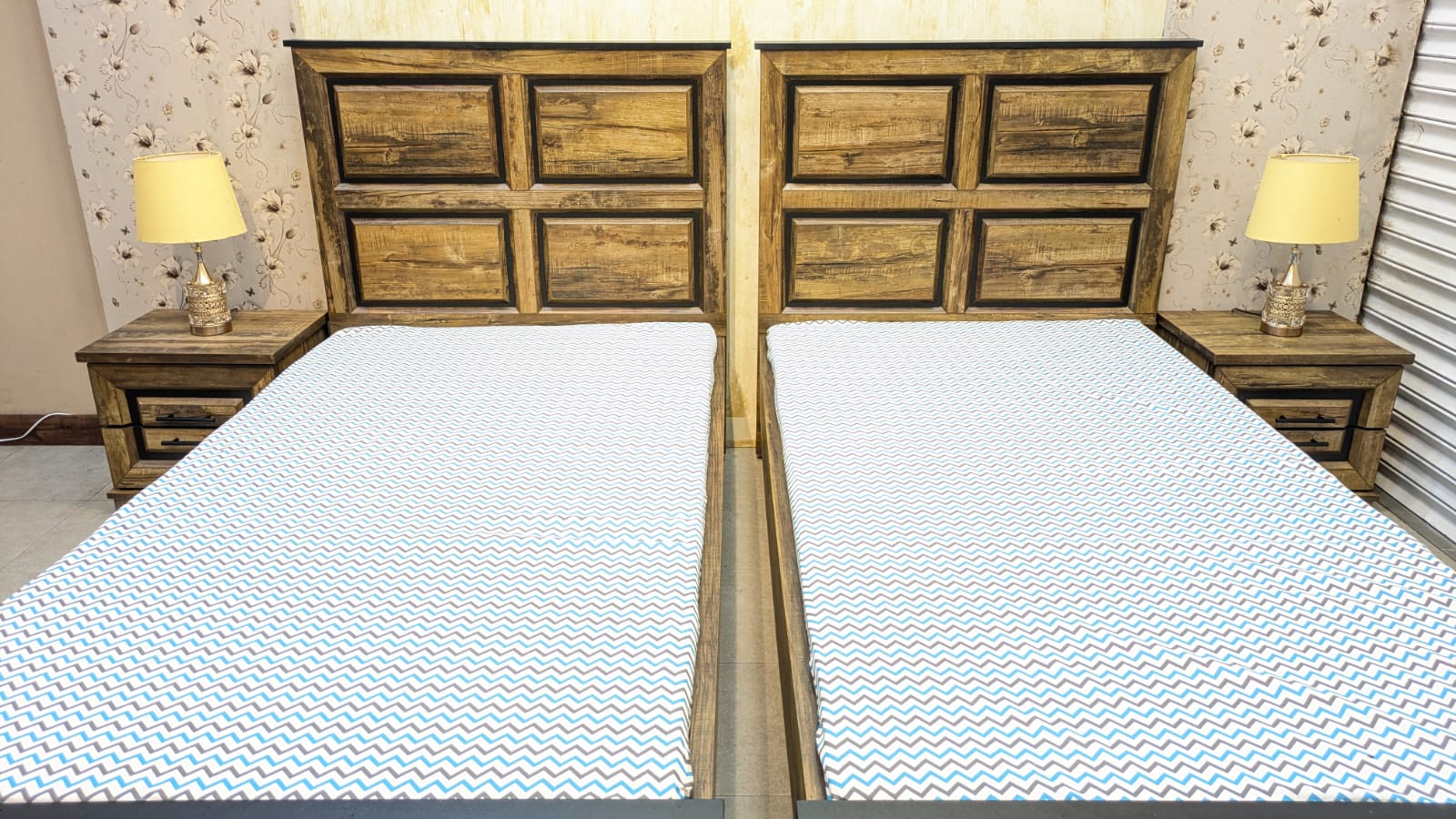 Brand New Pair Of Single Bed With 2 Side Tables