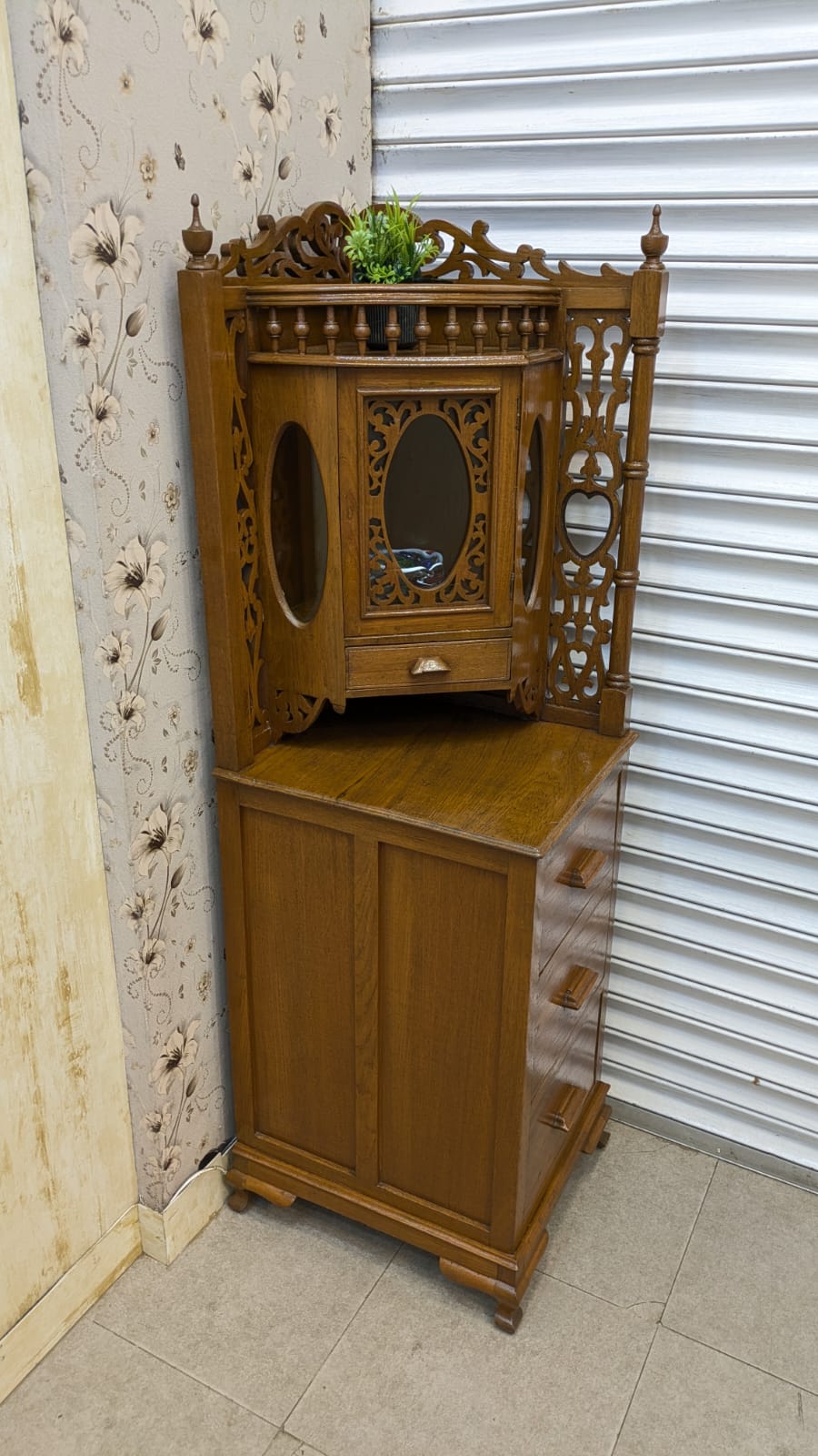 Antique Solid Burma Teak Wood Corner