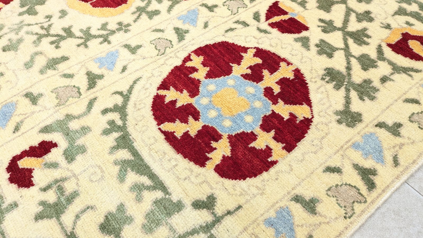 Imported Vintage Uzbekistan Suzani Hand Knotted Carpet