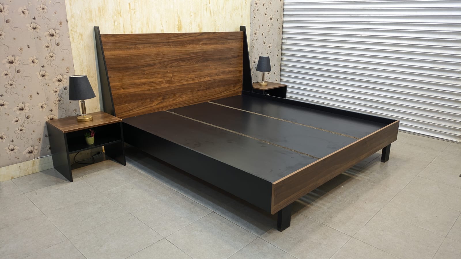 Habitt King Size Bed With 2 Side Tables and Mattress