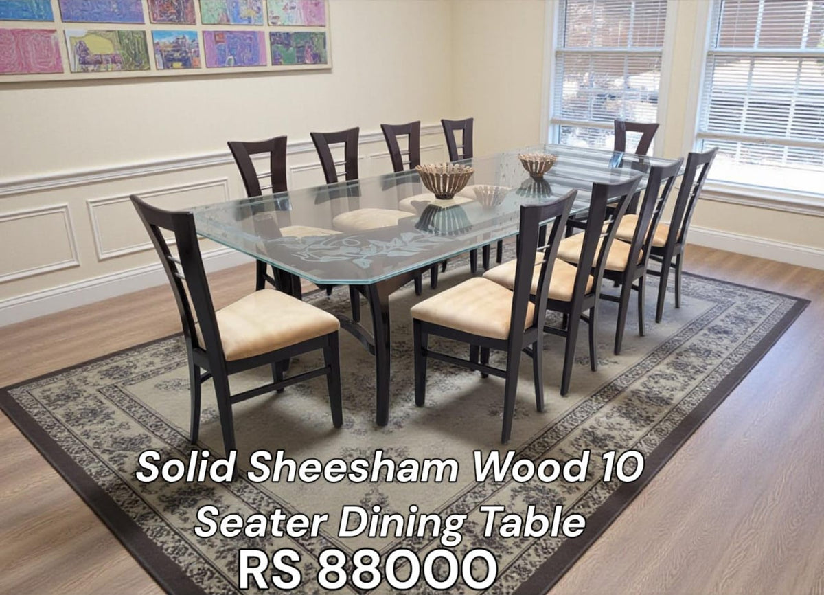 Solid Sheesham Wood 10 Seater Dining Table