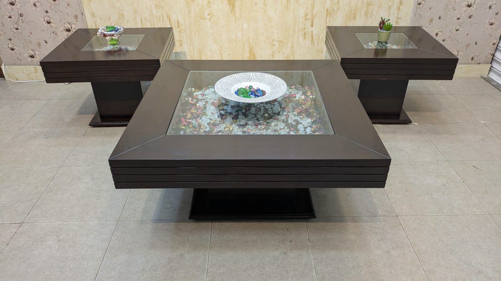 Center Table with 2 Side Tables Set