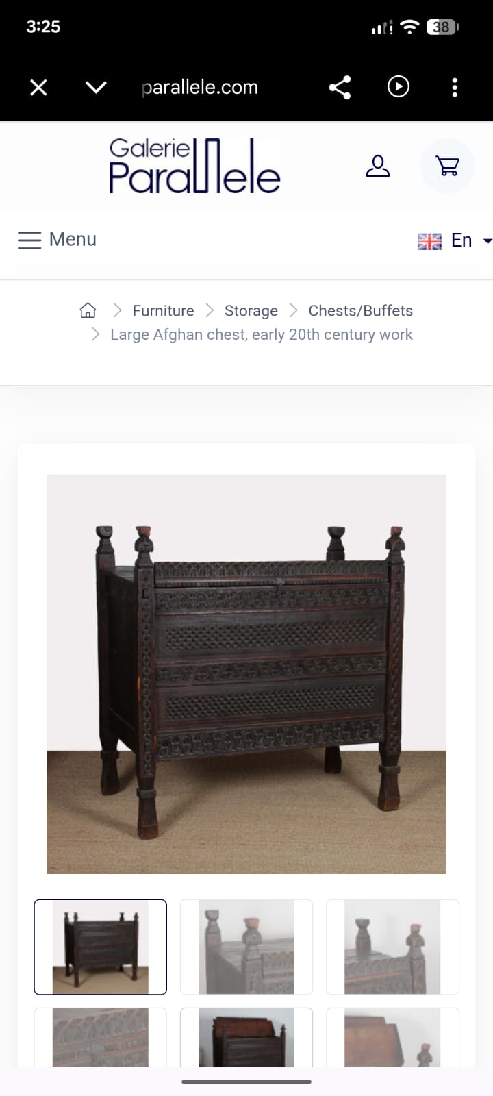 Antique Afghan Hand Carved Large Chest