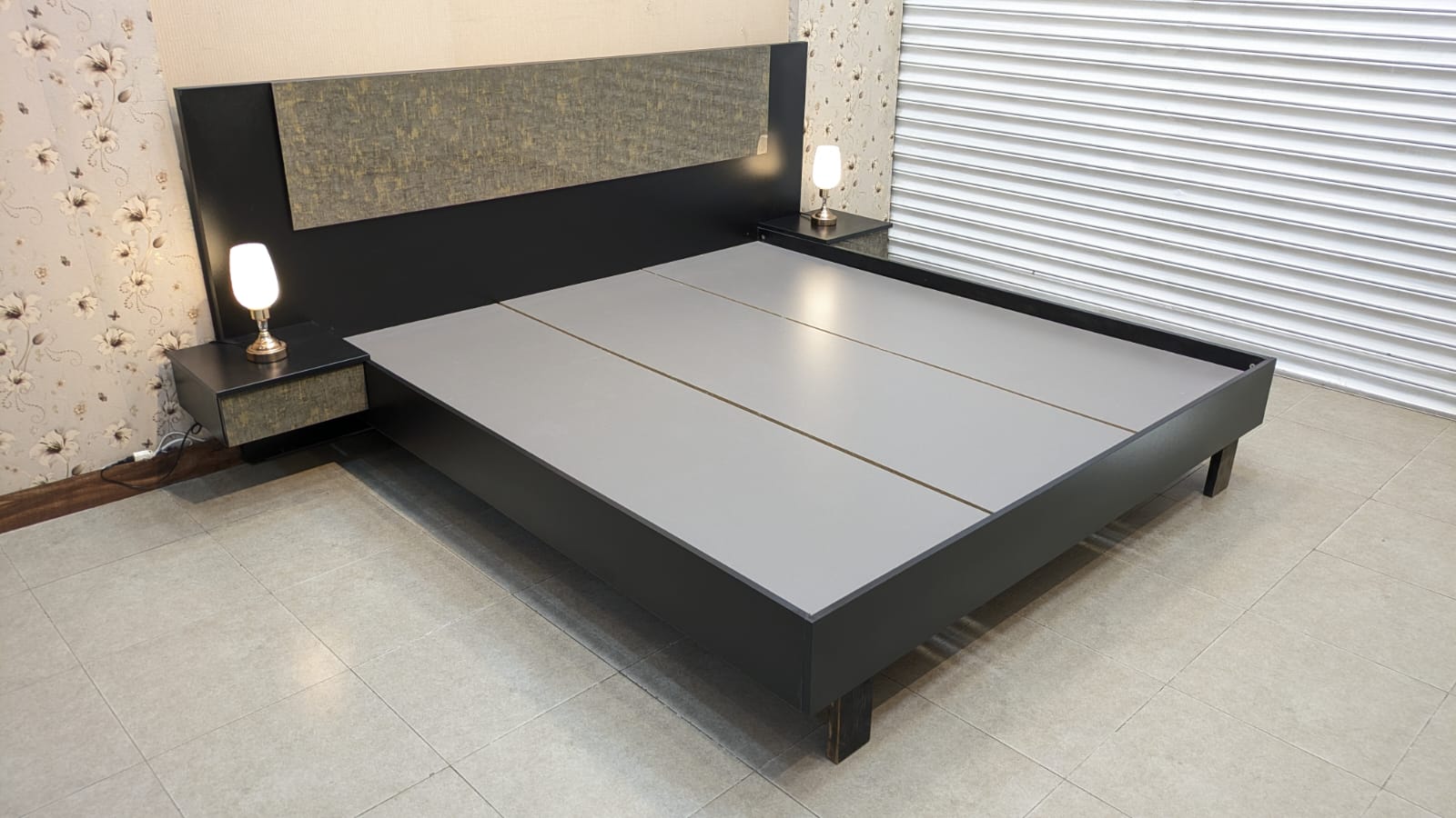 Habitt Novak King Size Bed With 2 Attached Side Tables