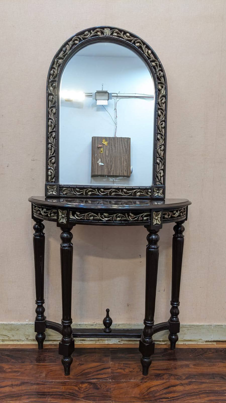 Solid Sheesham Wood Console With Mirror