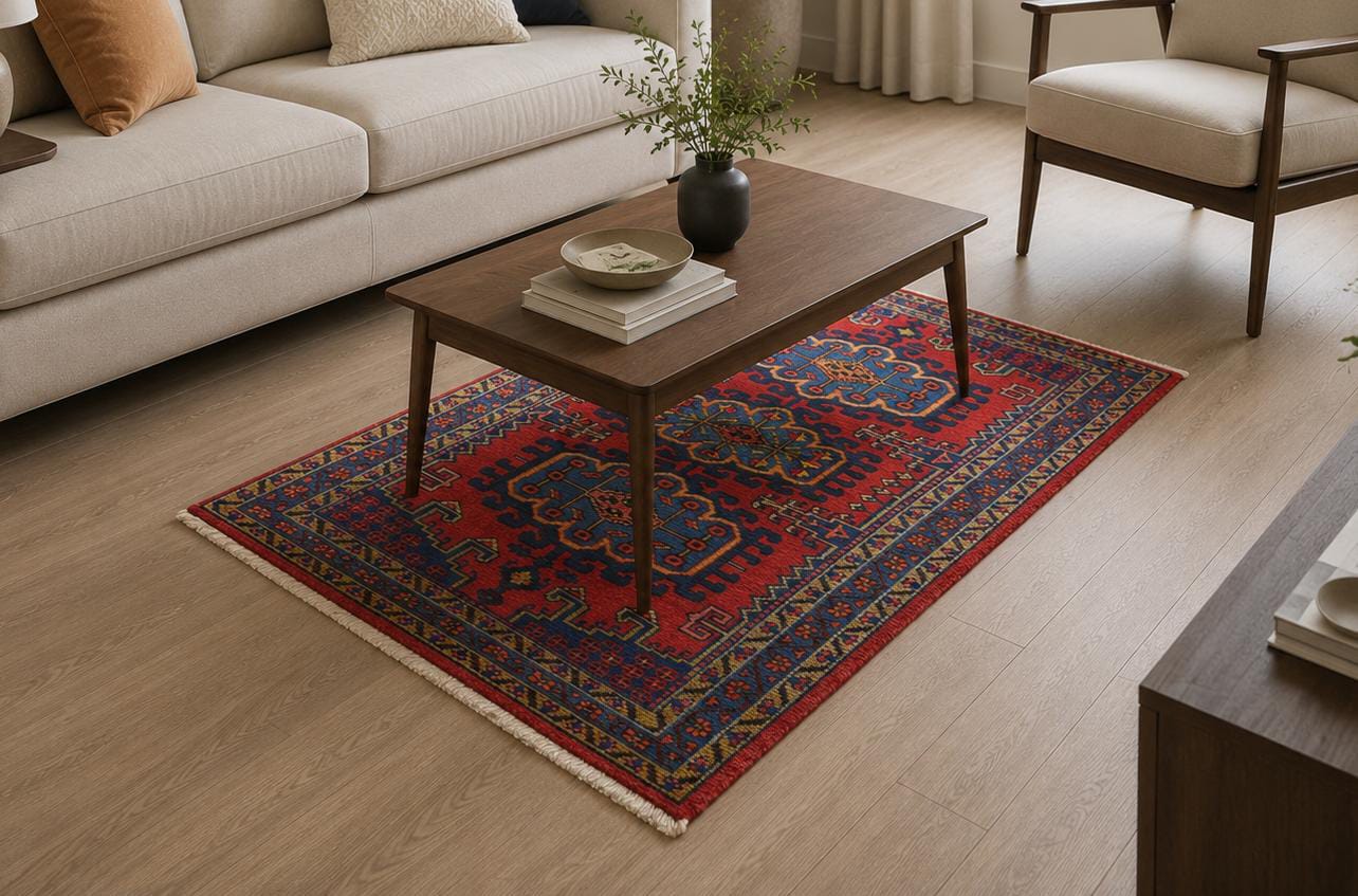 Vintage Persian Medallion Hand Knotted Carpet