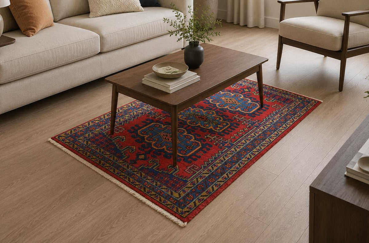 Vintage Persian Medallion Hand Knotted Carpet