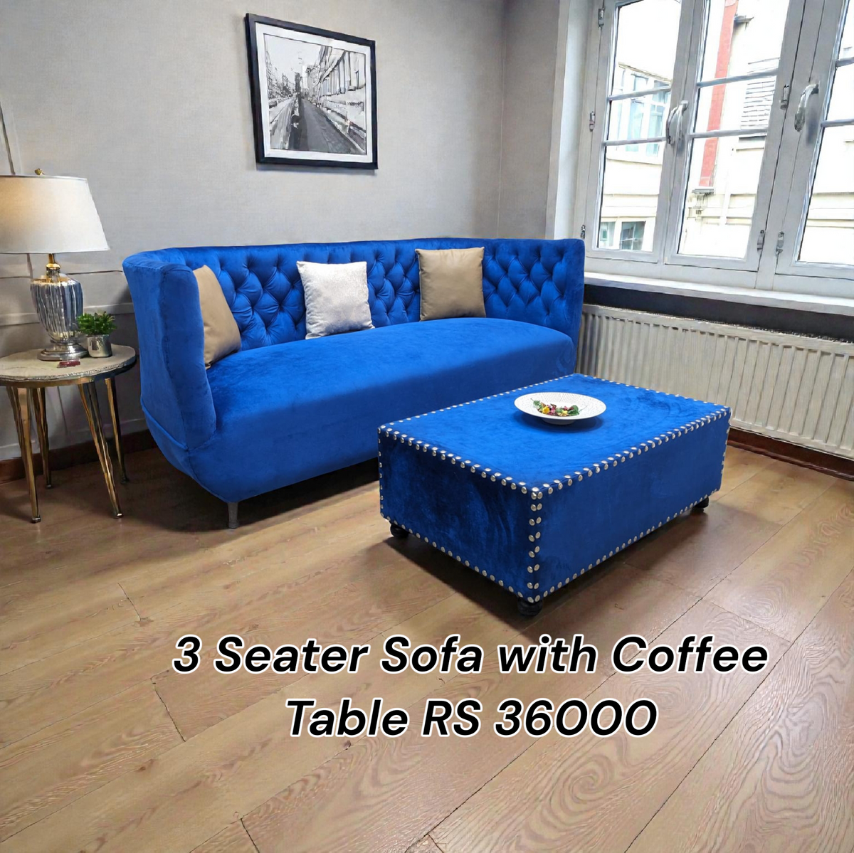 3 Seater Sofa with Center Table