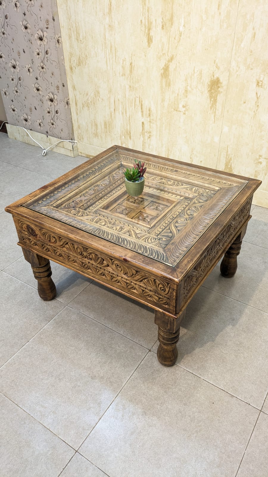 Solid Diyar Wood Pair Of Corner Tables