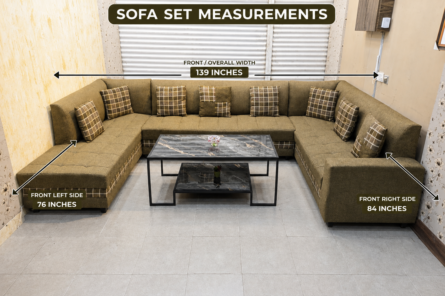 9 Seater U Shape Sofa Set