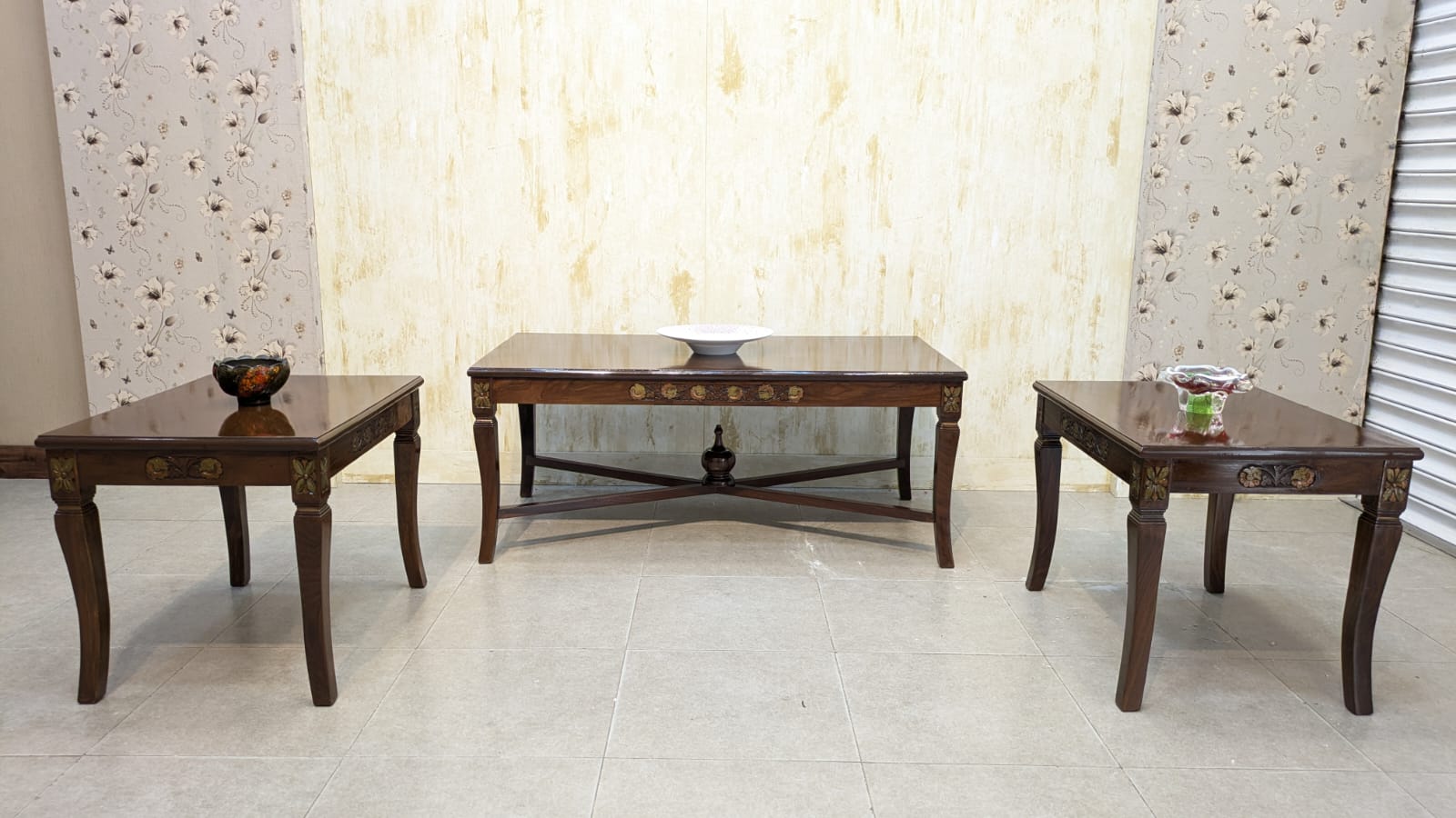 Center Table with 2 Side Tables Set